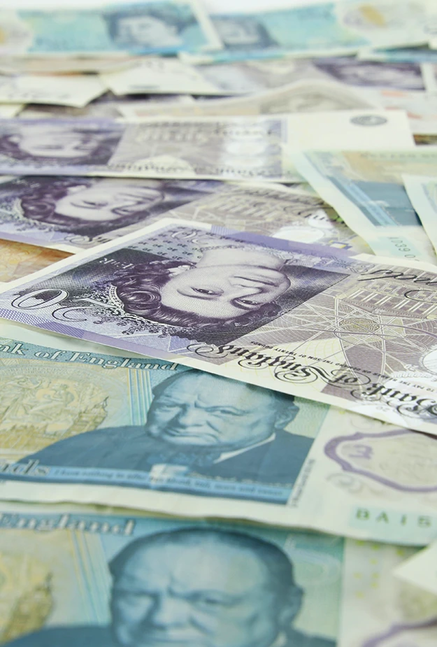 british bank notes close up